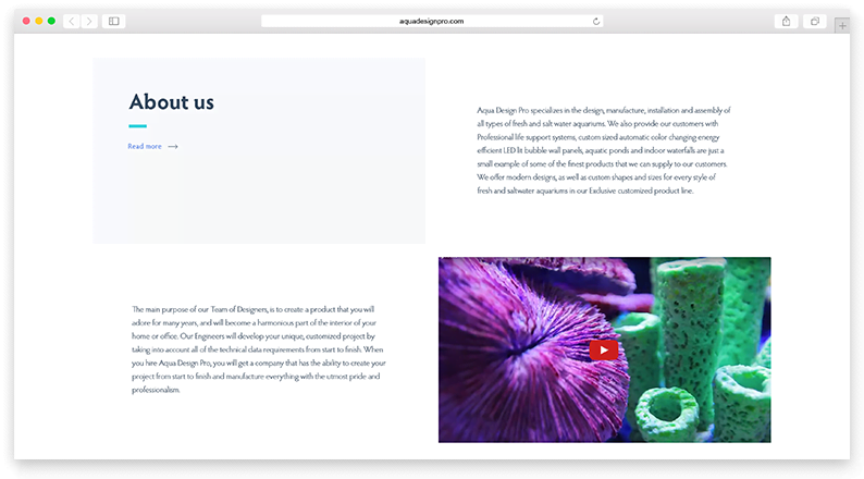 aqua design pro home page example