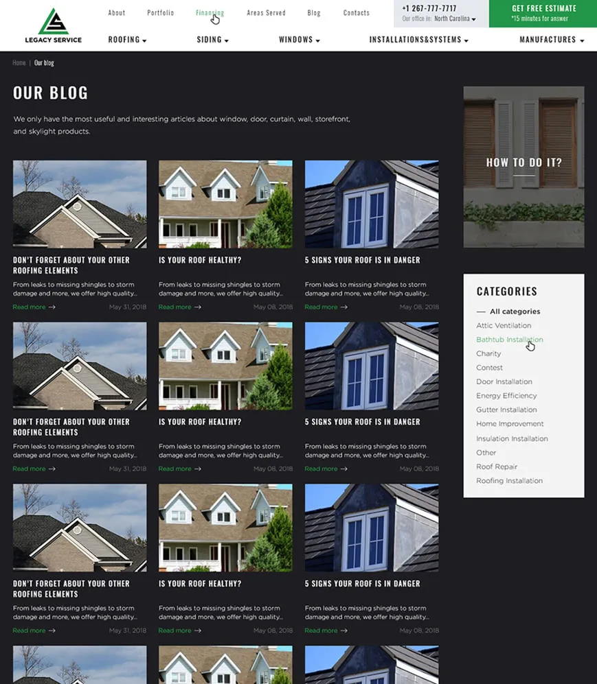 our blog page example