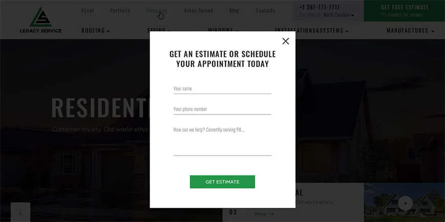 lead magnet at Legacy website