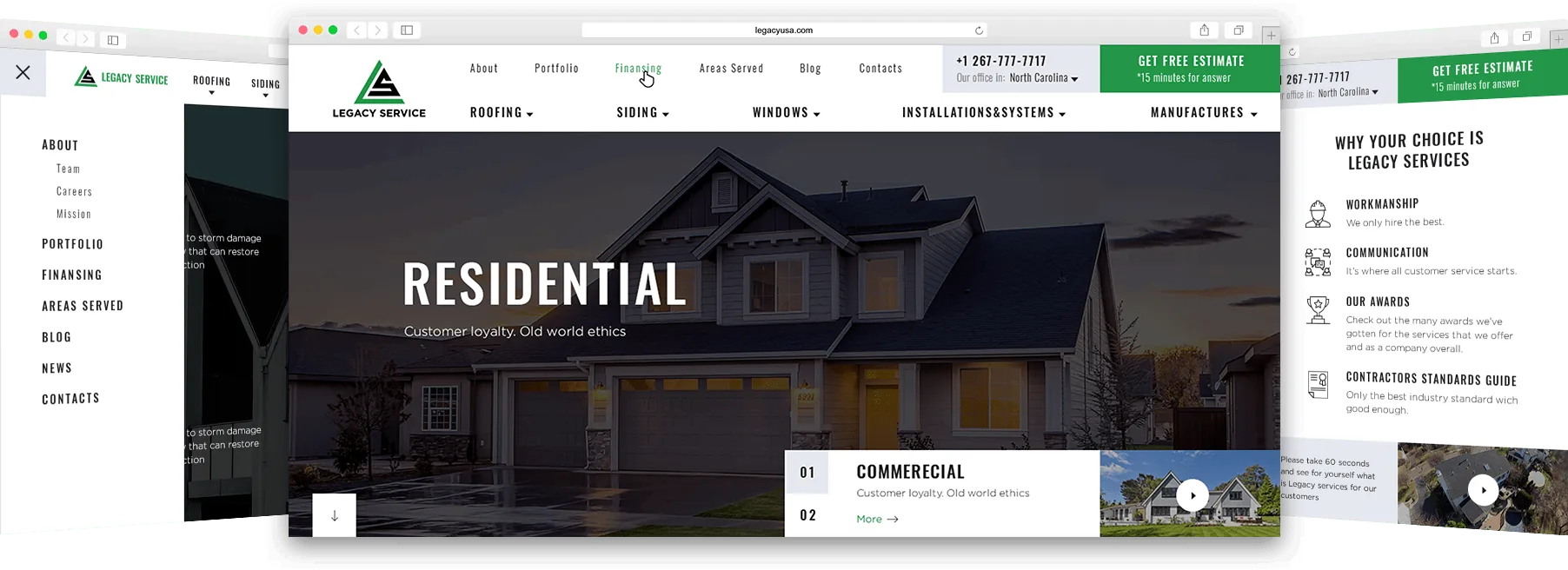 first page of legacy website