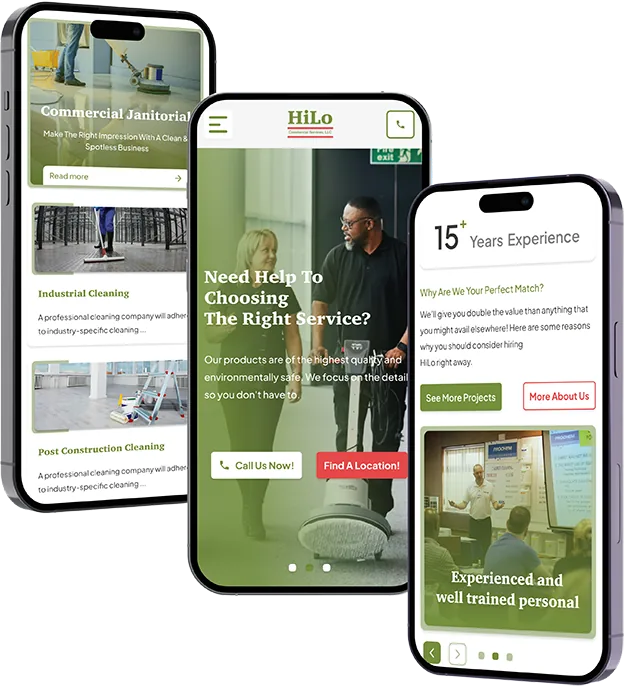 Mobile version of the HiLo Commercial website