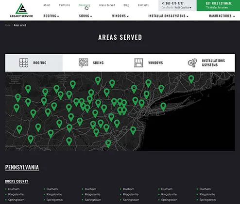 areas served page example