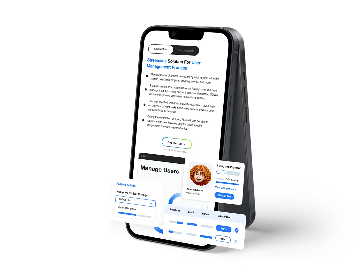 Mobile version of the ProImprover web app